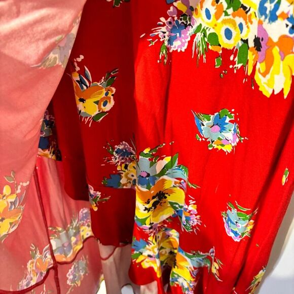 Lauren Ralph Lauren Jersey Wrap Dress Small Orange Floral Surplice Neck NWT - Picture 6 of 11